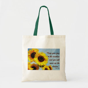 Bolsa Tote Citações de Helen Keller com girassol