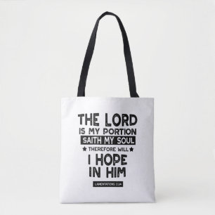 Bolsa Tote Citações de Lamentações 3:24 O Senhor é Minha Porç