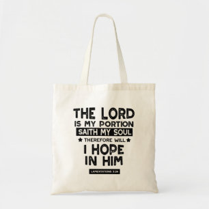 Bolsa Tote Citações de Lamentações 3:24 O Senhor é Minha Porç