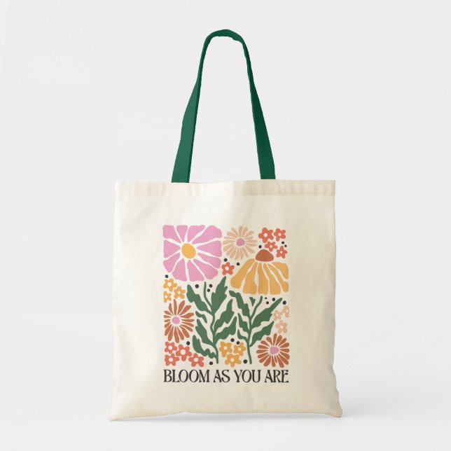 Bolsa Tote Citações Florais Boho (Frente)