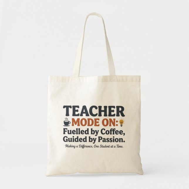 Bolsa Tote Citações no estilo Teacher Mode On (Frente)