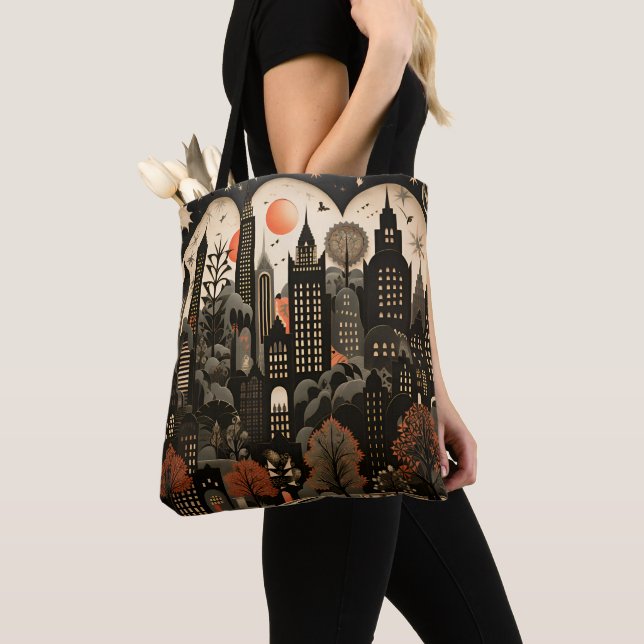 Bolsa Tote Cityscape por toda a barra de ferramentas (Close Up)