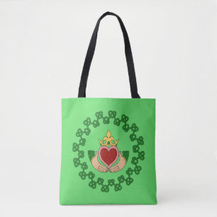 Bolsa Tote Claddagh e Knotwork verde