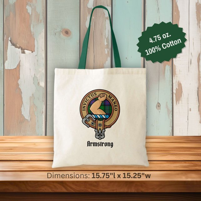 Bolsa Tote Clan Armstrong Crest sobre Tartan (Criador carregado)