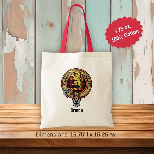 Bolsa Tote Clan Brown Crest sobre Tartan (Criador carregado)