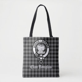 Bolsa Tote Clan Douglas Tartan e o Crachá Crest