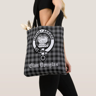 Bolsa Tote Clan Douglas Tartan e o Crachá Crest