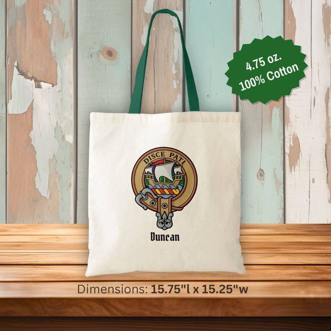 Bolsa Tote Clan Duncan Crest over Tartan (Criador carregado)