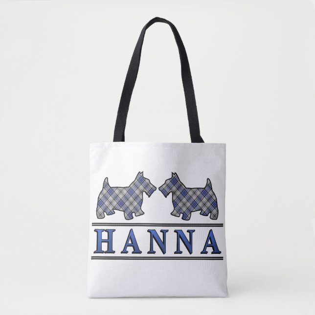 Bolsa Tote Clan Hannay Hanna Scottie Dogs Tartan Xadrez (Frente)