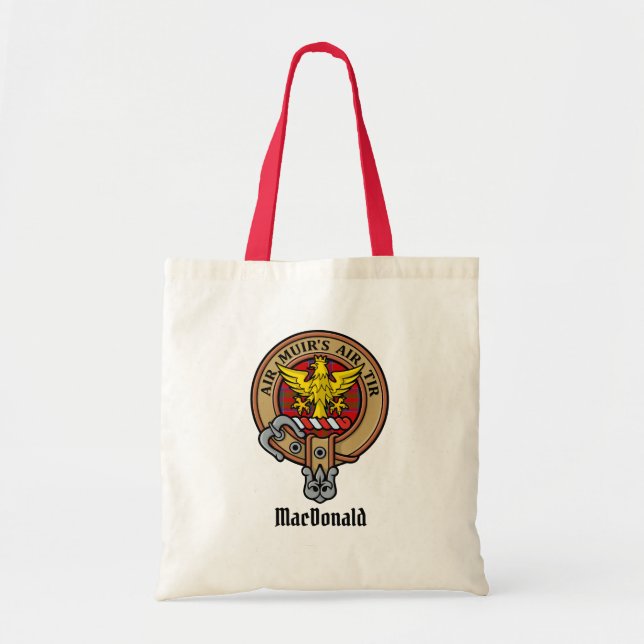 Bolsa Tote Clan MacDonald do Keppoch Crest sobre Tartan (Frente)