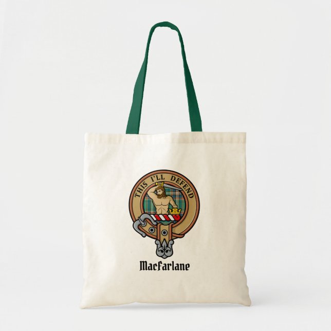 Bolsa Tote Clan MacFarlane Crest sobre a Caça Antiga de Tarta (Frente)