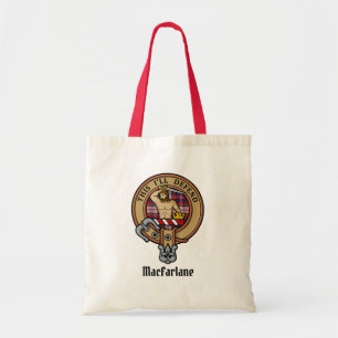 Bolsa Tote Clan MacFarlane Crest sobre o vestido Tartan