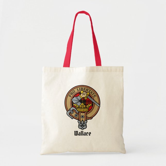 Bolsa Tote Clan Wallace Crest sobre Tartan (Frente)