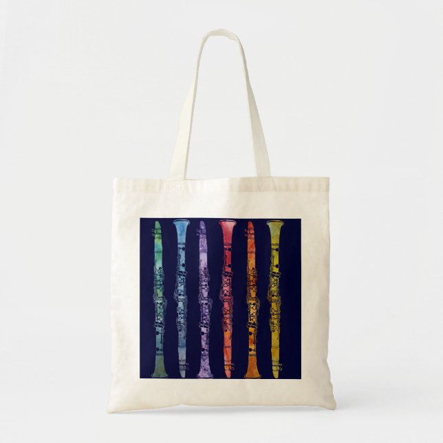 Bolsa Tote Clarinetes do pastel no marinho (Frente)