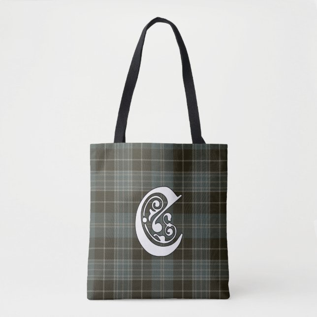 Bolsa Tote Clark Clan Tartan Monograma (Frente)