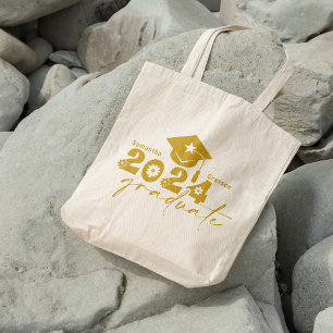 Bolsa Tote Classe de Formando Personalizado de 2024 Dourada