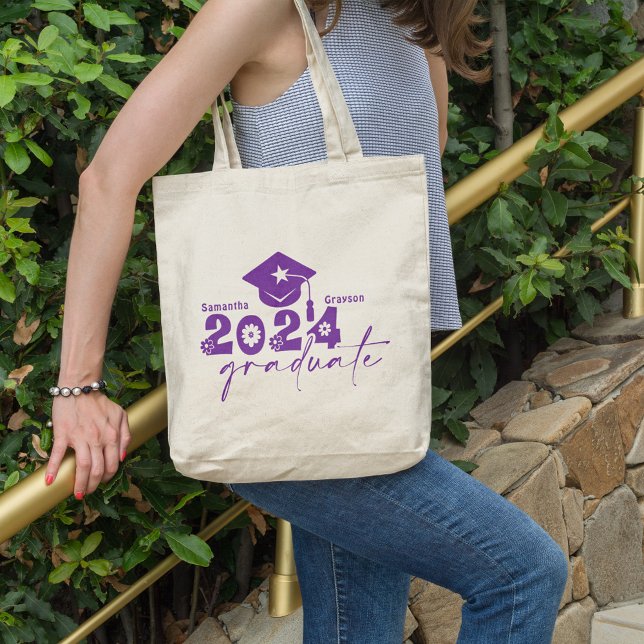 Bolsa Tote Classe de Formando Personalizado de 2024 Roxo (Criador carregado)