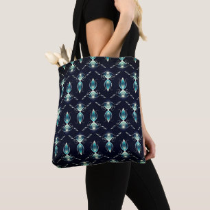 Bolsa Tote Classe Única Aparência de Brilho Azul com Impressã