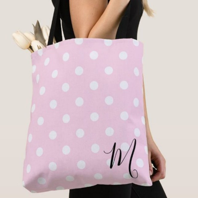 Bolsa Tote Classic Pink Polka Dots Pattern Shopping (Criador carregado)