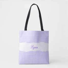 Bolsa Tote Classic Purple & White Gingham | Personalized Name