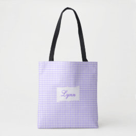 Bolsa Tote Classic Purple & White Gingham | Personalized Name