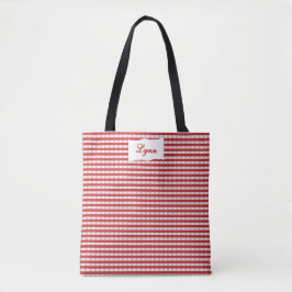Bolsa Tote Classic Red & White Gingham | Personalized Name