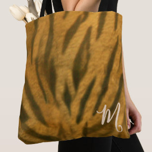 Bolsa Tote Clássica com Estampa de Tigre e Monogra