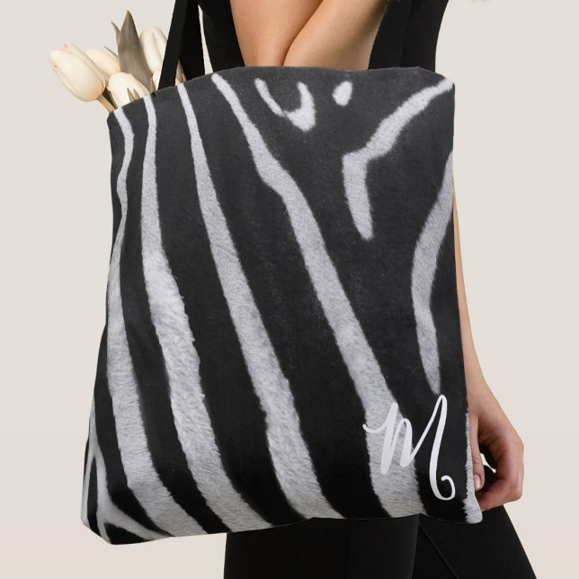 Bolsa Tote Clássica com Estampa de Zebra e Monogra (Criador carregado)