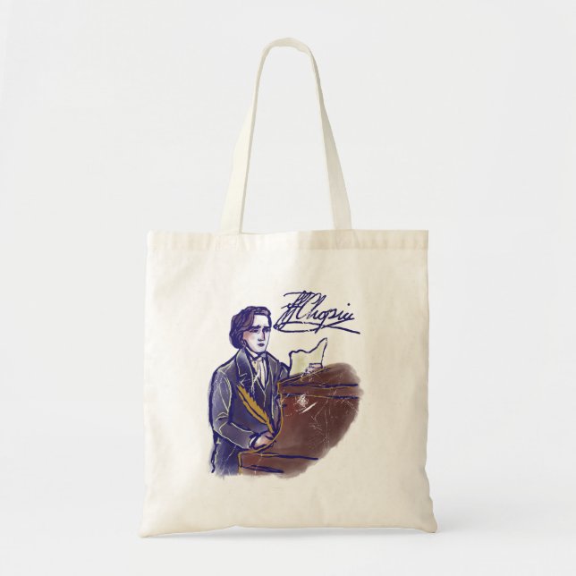 Bolsa Tote Classical Composer Chopin Piano Art Vintage  (Frente)