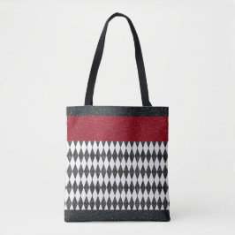Bolsa Tote Clássico Black White Harlequin Diamond Argyle