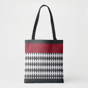 Bolsa Tote Clássico Black White Harlequin Diamond Argyle