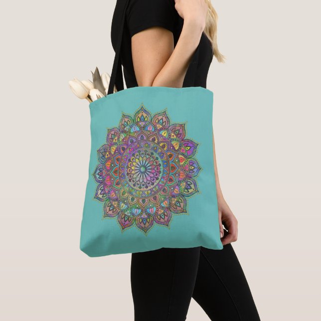 Bolsa Tote Clássico Colorosamente Mandala Índia Estilo 1 (Close Up)