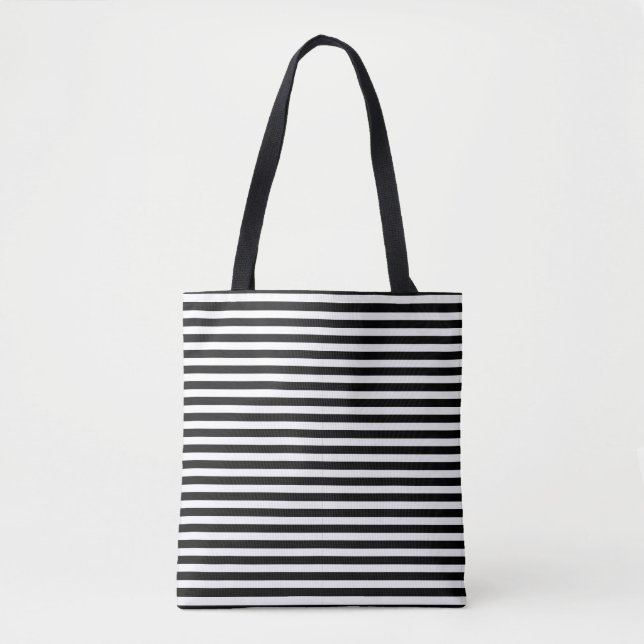 Bolsa Tote Clássico Moderno Mínimo Branco e Preto (Frente)