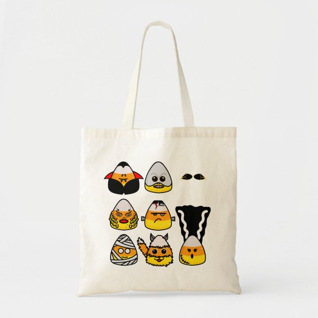 Bolsa Tote Clássico Monstros de Hollywood Candy Corn Tote Bag (Frente)