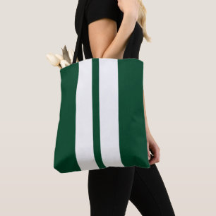 Bolsa Tote Clássico Verde de Corrida Britânico 🏁  Listras de
