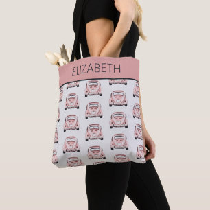 Bolsa Tote Clássico Vintage Buggy Bug Car Personalizado Rosa