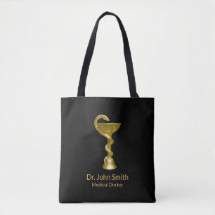 Bolsa Tote Classy Cobra Bowl Hygieia Medical Dourado Caduceus