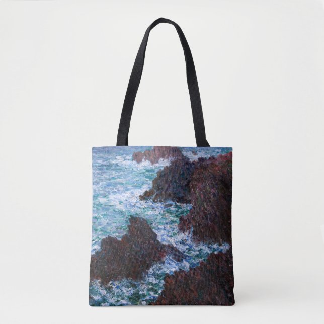 Bolsa Tote Claude Monet - As Rochas de Belle-Ile, Costa Selva (Frente)