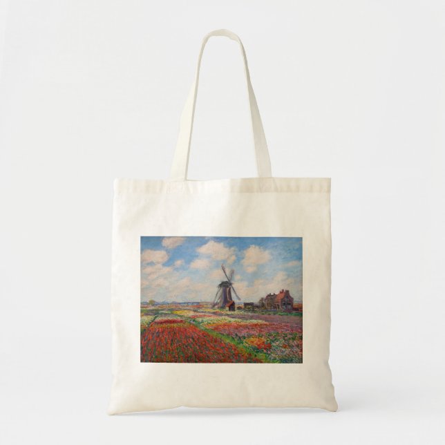 Bolsa Tote Claude Monet - Campo das Tulipas na Holanda (Frente)