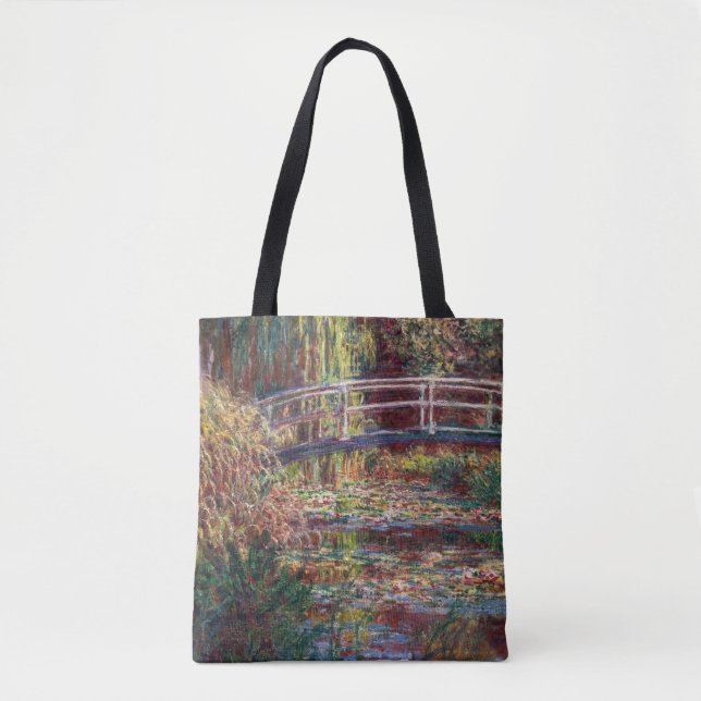 Bolsa Tote Claude Monet - Lagoa de Água Lily, Harmonia Rosa (Frente)