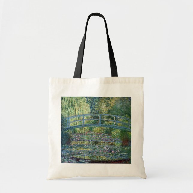 Bolsa Tote Claude Monet - Lagoa de Água Lily, Harmonia Verde (Frente)