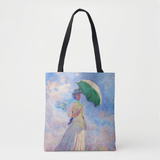 Bolsa Tote Claude Monet - Mulher com Parasol virada para a di (Frente)