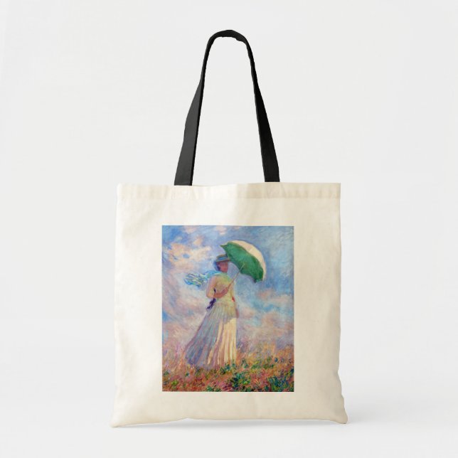 Bolsa Tote Claude Monet - Mulher com Parasol virada para a di (Frente)