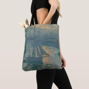 Bolsa Tote Claude Monet Nascer do Sol Marinho Barco de Vela I