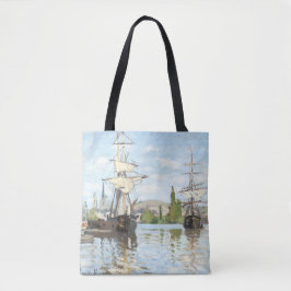 Bolsa Tote Claude Monet. Navios a voar no Sena em Rouen