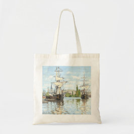 Bolsa Tote Claude Monet. Navios a voar no Sena em Rouen