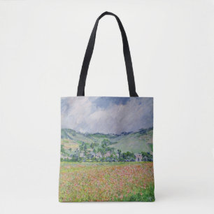 Bolsa Tote Claude Monet o campo da papoila perto de