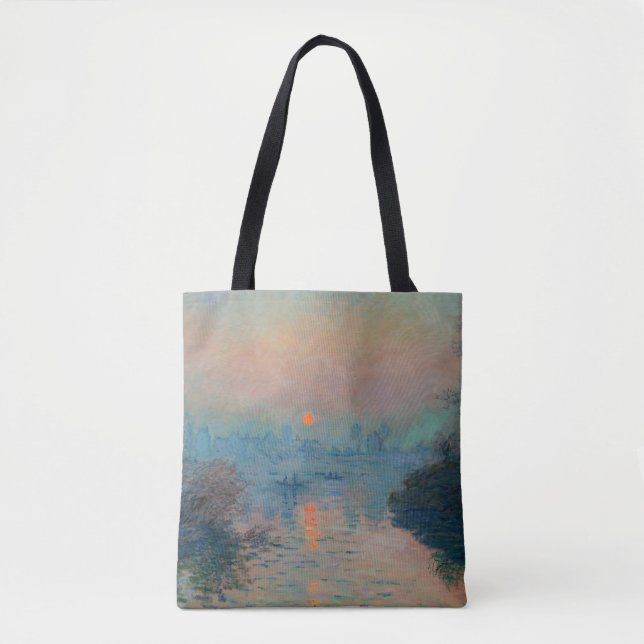 Bolsa Tote Claude Monet - Sunset sobre o Sena em Lavacourt (Frente)