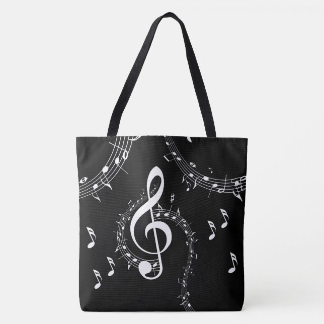 Bolsa Tote Clave de Sol Climática Música Preta (Frente)