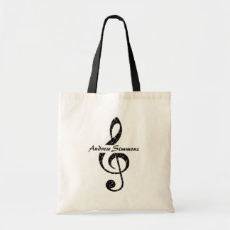 Bolsa Tote Clave de sol personalizada preto e branco